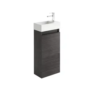 Condense 390mm Floor Standing Cloakroom Vanity Unit in Leached Oak