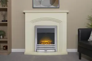 Adam Truro Fireplace in Cream with Eclipse Electric Fire in Chrome, 41 Inch