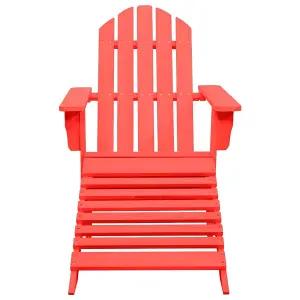 Berkfield Garden Adirondack Chair with Ottoman Solid Fir Wood Red