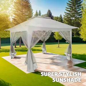 Gazebo Carabobo - 4 side panels, water & UV-resistant, 3.64 x 3.64 x 2.94 m - grey