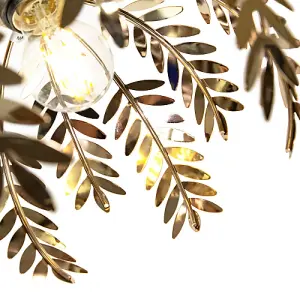 Traditional Fern Leaf Design Ceiling Pendant Light Shade in Polished Gold Finish