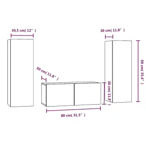 Berkfield 3 Piece TV Cabinet Set Smoked Oak Engineered Wood