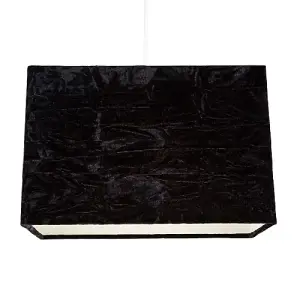 Contemporary Designer Jet Black Crushed Velvet Fabric Rectangular Lamp Shade