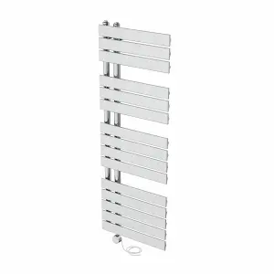 Rinse Bathrooms Touch Screen Thermostatic Electric Bathroom Flat Panel Heated Towel Rail Radiator with Timer 1380x500mm - Chrome