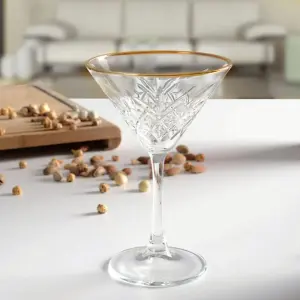 Queensway Home & Dining 17cm Height 8 Pcs Timeless Martini Glass With Gold Rim Tall Party Drinks Glassware Sets