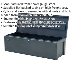 Premium Steel Tool Storage Chest - Secure Locking Site Box - 1200 x 450 x 360mm