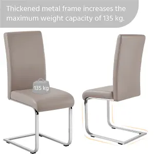 Yaheetech Set of 2 Light Brown Faux Leather Dining Chairs with Metal Legs for Kitchen Dining Room