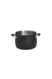 Meyer Accent Black Round Stainless Steel Induction Suitable Stockpot with Handles 24cm