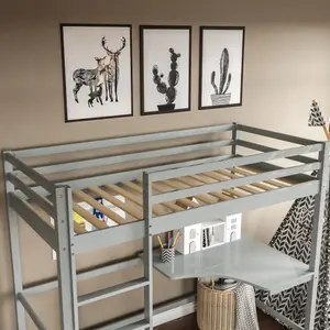 Vida Designs Sydney Grey Bunk Bed With Desk