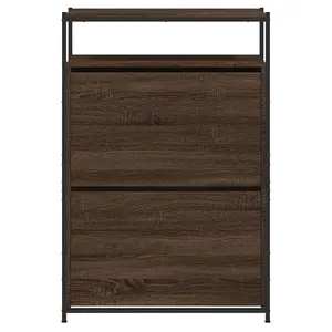 Shoe Cabinet Brown Oak 75x34x112 Engineered Wood