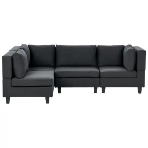 Corner Sofa UNSTAD Black Fabric Right Hand