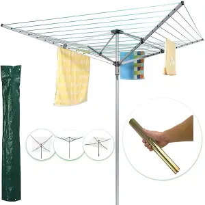 AAMEN Heavy Duty 4 Arm Outdoor  Steel 4 Arm Rotary airer, 50m