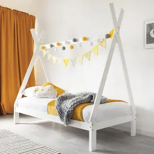 Jessie Kids White Wooden Teepee Tent Bed - Single 3ft