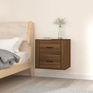 Berkfield Wall-mounted Bedside Cabinet Brown Oak 50x36x47 cm