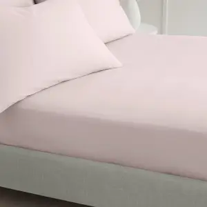 Bianca Fine Linens Bedroom 200 Thread Count Cotton Percale Fitted Sheet 32cm Depth Blush Pink