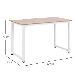 HOMCOM Computer Desk Dining Table Writing Table with Metal Frame, White