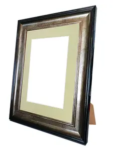 Scandi Black & Gold Frame with Light Grey Mount for Image Size 12 x 8 Inch