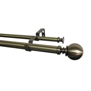 GoodHome Antiki Antique brass effect Extendable Ball Double pole Set, (L)2000mm-3300mm (Dia)28mm