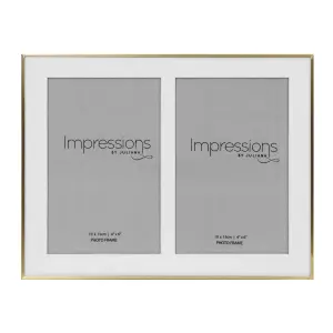 Brushed Brass Double Aperture Photo Frame