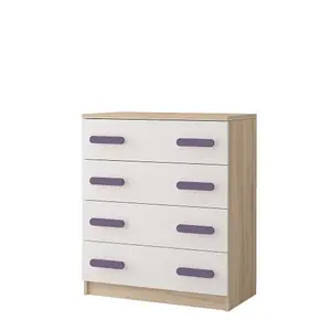 Elegant Oak Sonoma and White Chest H930mm W800mm D400mm - Heather Handles for Soft Interiors