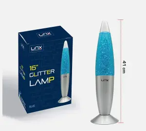 16inch Wax Lava Lamp Mood Motion Relaxation Lighting Bedroom & Living Room Decor - Glitter Blue