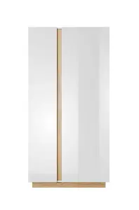 Arco Contemporary 2 Hinged Door Wardrobe 5 Shelves 1 Rail White Gloss (H)1940mm (W)970mm (D)540mm