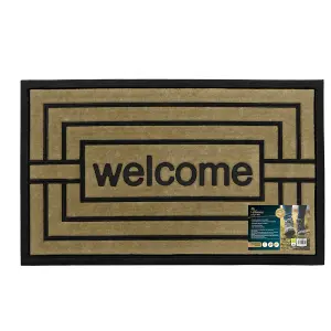 JVL Vienna Rubber Backed Scraper Doormat, 45x75cm, Welcome