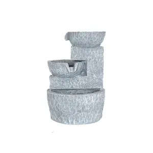 Easy Fountain Pouring Bowls Solar Powered Garden Fountain - Grey - L 25 cm x W 30 cm x H 44 cm