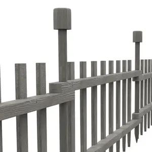 Outsunny Decorative Garden Fencing, Wooden Landscape Edging, Grey