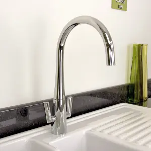 Astini Cosmopolitan Chrome Twin Lever Kitchen Sink Mixer Tap HK50