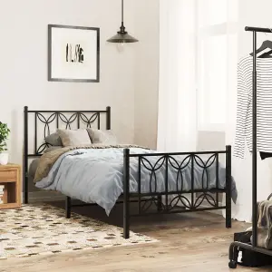 Berkfield Metal Bed Frame without Mattress with Footboard Black 90x190cm