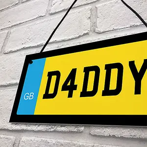 Red Ocean Best Dad Daddy Novelty Number Plate Sign Fathers Day Gift For Daddy From Daughter Son Man Cave Bedroom Sign