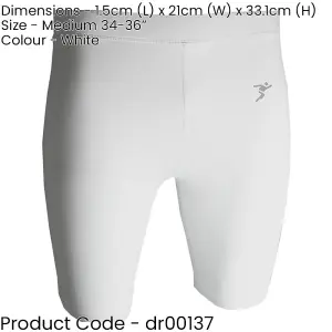 M - WHITE Adult Sports Baselayer Compression Shorts Bottoms - Unisex Training