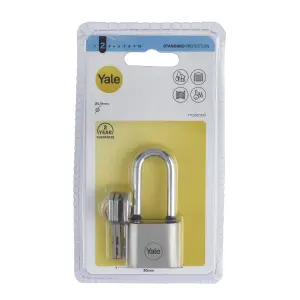 Yale Medium duty Block Iron Disc Long shackle Padlock (W)30mm