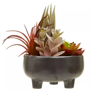 Fiori Mixed Succulents In Grey Ceramic Pot Artificial Plant Foliage