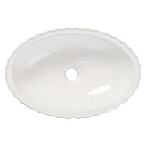 White Oval Ceramic Bathroom Counter Top Basin Sink W 480mm x D 320mm