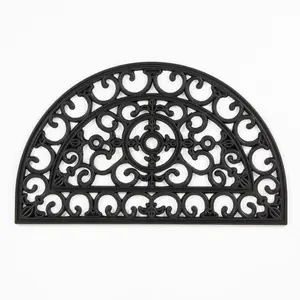 Wentworth Black Half Moon Outdoor Rubber Doormat 75 x 45cm