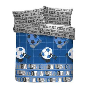 Football Polyester Graphic Print & Text Duvet Cover Set with Pillowcases Blue / Double Duvet Cover + 2 Standard Pillowcases