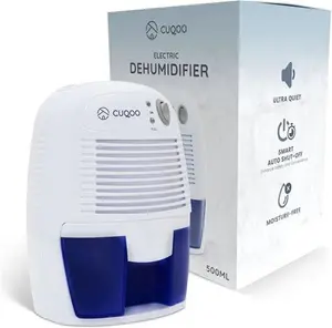 CUQOO 500Ml Electric Dehumidifier With Ultra Quiet, Energy Efficient Technology With Auto Shut Off Safety - Portable Damp Absorber For Mould &