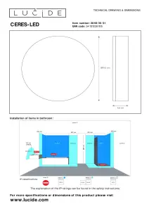 Lucide Ceres-Led Modern Flush Ceiling Light Bathroom 21.5cm- LED Dim. - 1x30W 3000K - IP44 - White