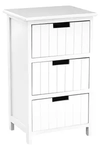 Interiors by Premier New England White 3 Drawers Chest, Delivered Fully Assmbled