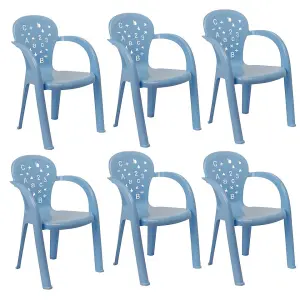 URBNLIVING 50cm Height 6 Pcs Blue Coloured Stackable Plastic Chairs for Kids Party Play Set