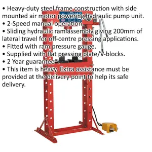 30 Tonne Air Hydraulic Floor Press with Foot Pedal and Sliding Ram Assembly