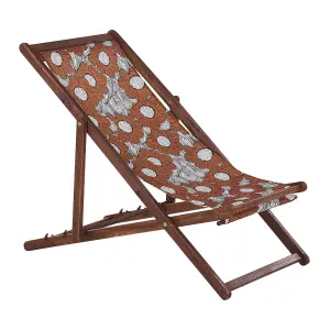 Sun Lounger Wood Dark Brown ANZIO