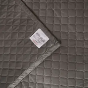 Homescapes Diamond Quilted Grey Velvet Throw