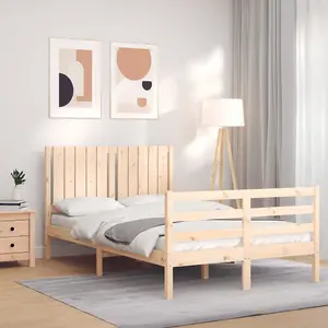 Berkfield Bed Frame with Headboard Small Double Solid Wood