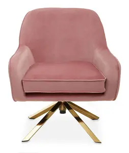 Interiors by Premier Pink Velvet Arm Chair, Luxury Velvet Upholstered Accent Chair, Comfortable Armchair for Home, Office