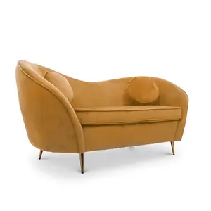 2 Seater Loveseat Small Sofa in Velvet Gold