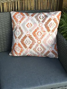 Pair of Outdoor Garden Sofa Chair Furniture Scatter Cushions - Orange Fleur