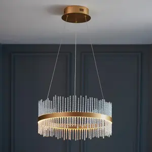 Luminosa Trapani Pendant Ceiling Light Brushed Gold Plated, Clear Glass